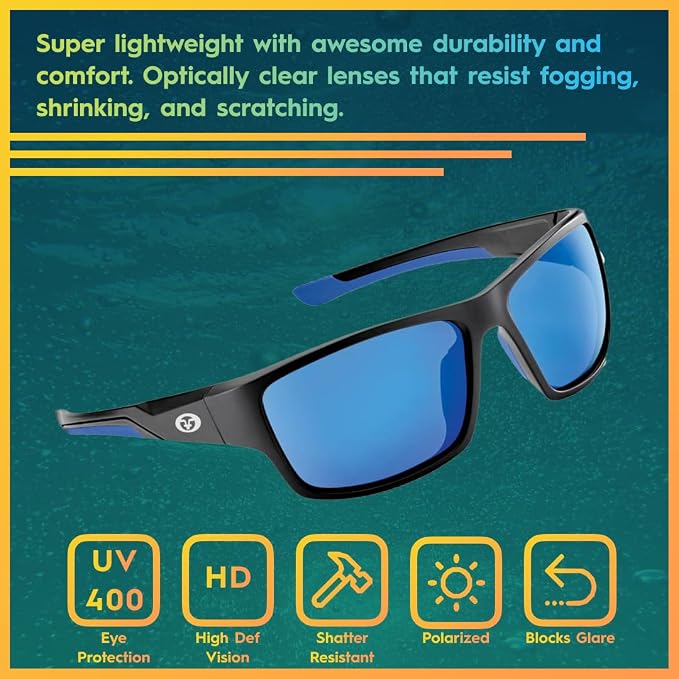 Flying Fisherman Sand Bank Polarized Sunglasses for Men, Women, Fishing, Boating, Outdoor Sports, 100% UV Protection