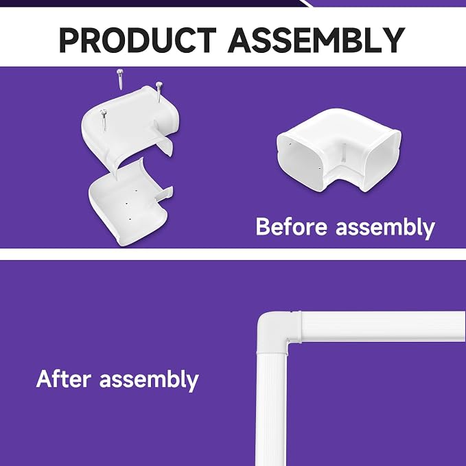 5'' Width Flat Elbow, Mini-Split Line Set Cover Accessories for Mini Split AC & Central AC, White