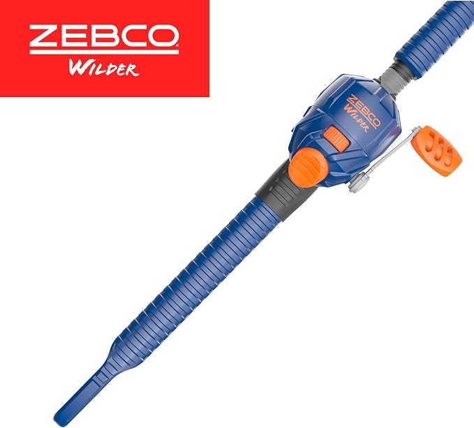 Zebco Wilder Fishing Reel and Rod Combo, 4'3" Durable Fiberglass Rod with Built-In Carabiner, Patented No-Tangle Reel, Pre-Spooled with 6-Pound Zebco Cajun Fishing Line