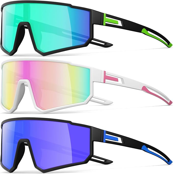 3 Pack Polarized Running Sunglasses for Women Mens Sunglasses UV Protection for Cycling Baseball Fishing