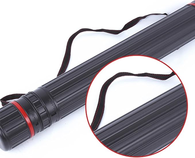 DEWEL 2Pcs Poster Tube Extends from 30" to 51", Waterproof Telescoping Plastic Art Tube for Poster Art Document Blueprint Fishing Rod, Light Resistant with Carrying Strap(Black XL Size)