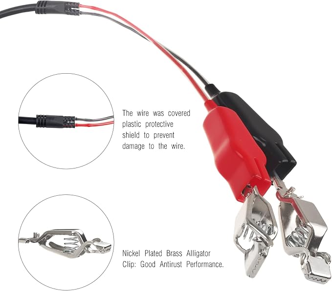 10Feet Electric Fishing Reel Power Cord Cable, Power Cable Connecting Battery to Reels Spool, Compatible with Daiwa Tanacom 1000 750 500, Seaborg 500MJ, Leobritz, Shimano, BeastMaster, ForceMaster