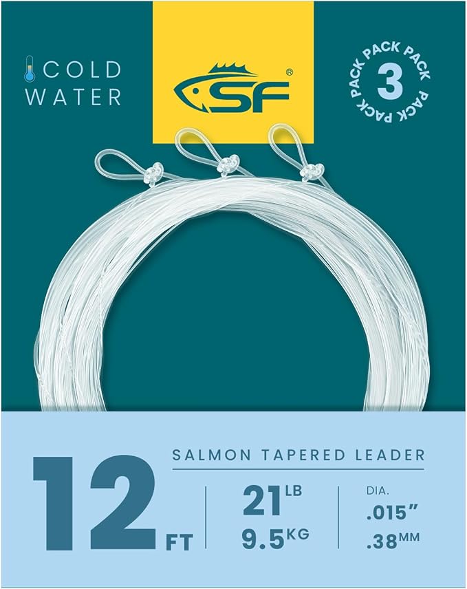 SF Pre-Tied Loop Fly Fishing Tapered Leader Nylon Clear Trout Freshwater Saltwater Bonefish Permit Bass Salmon Steelhead 7.5FT 9FT 10FT 12FT 15FT 0X 1X 2X 3X 4X 5X 6X 7X