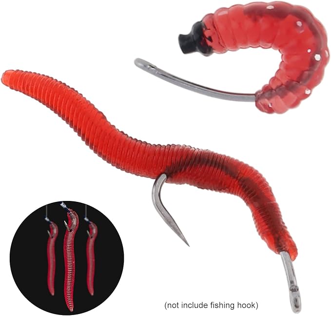 250pcs Soft Plastic Fishing Lures Worms Lure, Plastic Fishing Worms Fake Maggots Fake Worms Baits, Worm Bread Soft Maggots Artificial Earthworm