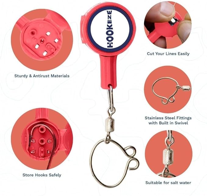 HOOK-EZE Nail Fishing Knot Tying Tool, Fly Fishing Accessories for Tying Line to Fish Hooks - Gear and Equipment, Gadget to Tie Knots Quick and Easy - Stocking Stuffers & Gifts for Men (4 pcs)