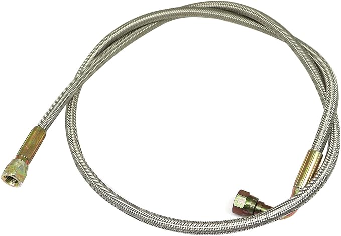 GXARTS 48" Billet Steel Braided Turbo Oil Feed Line Remote Turbocharger 551871 Length 4AN 90 Degree Straight Hose PTFE Line and Hose End Pressure