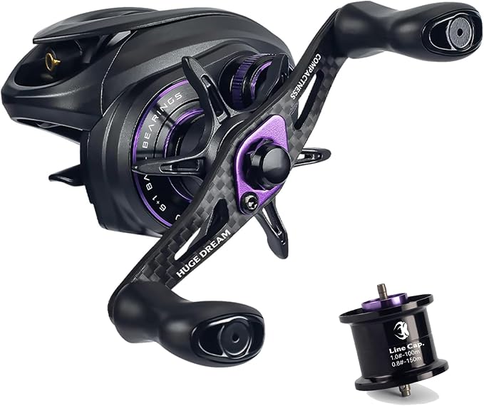 KINGDOM Micro Monster Pro BFS Reel – 0.07oz Ultralight Casting, Only 138g (4.9 oz) Aluminum Frame, CSB Anti-Backlash, Shallow Spool, 7.6:1 – Trout Bass Panfish Finesse Fishing