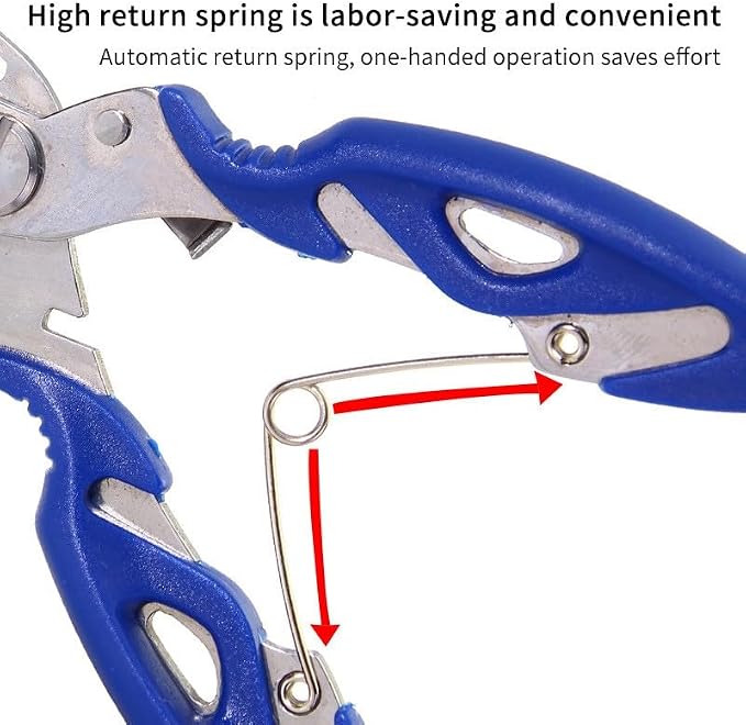 DeepCrush Fishing Pliers, Saltwater, Stainless Steel, Multi-Function, Anti-Corrosion, 4.9-Inch, with Sheath and Lanyard, Fishing Gifts for Men (Black)
