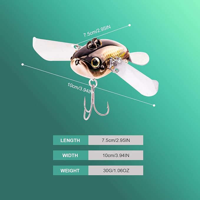 FONMANG Top Water Fishing Lures, 3-Pcs Topwater Lures for Bass Walleye Pike, 2025 New Wasp Crawl Bait for Freshwater and Saltwater