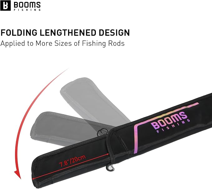 Booms Fishing PB4 5.4ft~6ft Fishing Rod and Reel Case, Folded Nylon Fishing Pole Case, 0.6ft Extended Design Fishing Spinning Rod Bag, Store up to 2~3 Poles with Reels (Not Store Surf Rod Combo)