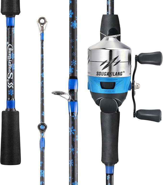 Sougayilang Spincast Fishing Rod and Reel Combo - 2-Piece Lightweight & Portable Casting Rod with Easy-to-Use Spincast Reel for Beginners, Youth, Freshwater Fishing