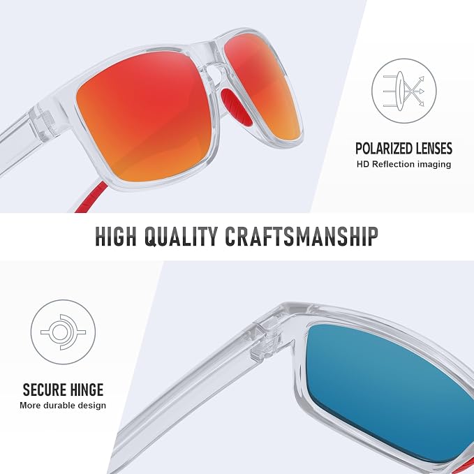 Sports Polarized Sunglasses for Men Women UV Protection Unbreakable Driving Running Fishing Hiking Sun Glasses