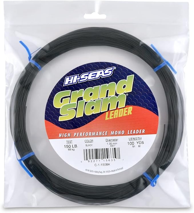 HI-SEAS Grand Slam Monofilament Fishing Leader - Superior Strong Clear Black, for Freshwater & Saltwater Big Game Bottom Fishing, Trolling