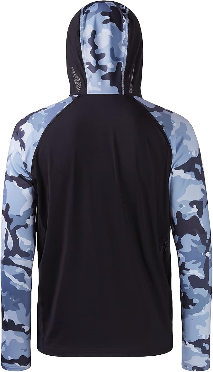 BASSDASH Men’s UPF 50 Performance Fishing Shirt Cooling Hoodie Camo Long Sleeve FS17M