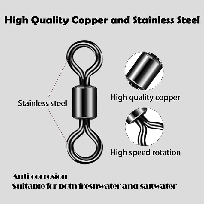 EUPHENG Micro Fishing Connector Tackles, Lightweight High Strength Fly Swivels Snaps to Reduce Line Twist for Fly Fishing Flies Tippet Leaders