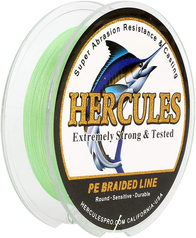 HERCULES Cost-Effective Super Strong 4 Strands Braided Fishing Line 6LB to 100LB Test for Salt-Water, 109/328 / 547/1094 Yards (100M / 300M / 500M / 1000M), Diam# 0.08MM - 0.55MM, Hi-Grade