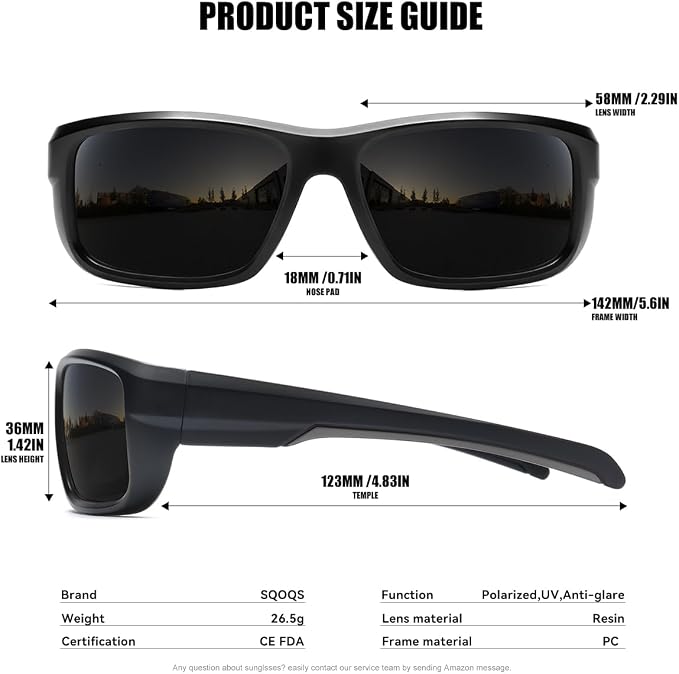 3Pack Polarized Sports Sunglasses for Men, Wrap Around Frame UV400 Goggles Sun Glasses for Cycling Fishing Driving