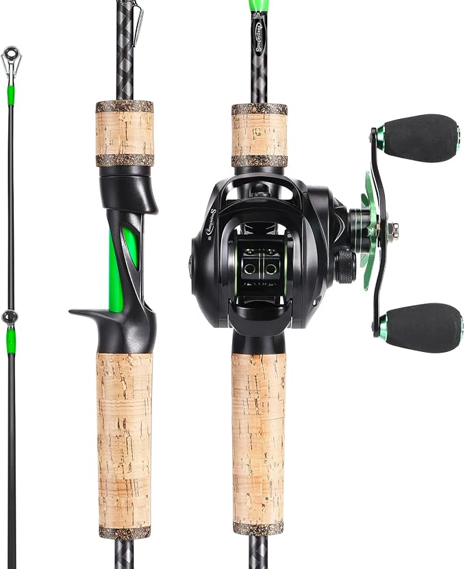 Sougayilang Fishing Rod Reel Combo, Fast Action 2 Pieces Fishing Pole with Baitcasting Reel