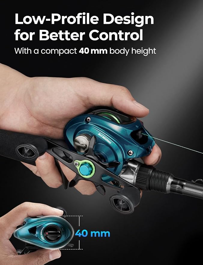 Piscifun Ultra-Light Baitcasting Reel, 5.5 oz Compact Low Profile Baitcaster, 7.1:1 Gear Ratio, 40mm Palm Fit, Magnetic Brake Fishing Reel for Creeks, Ponds, Light Lures & Finesse Bass
