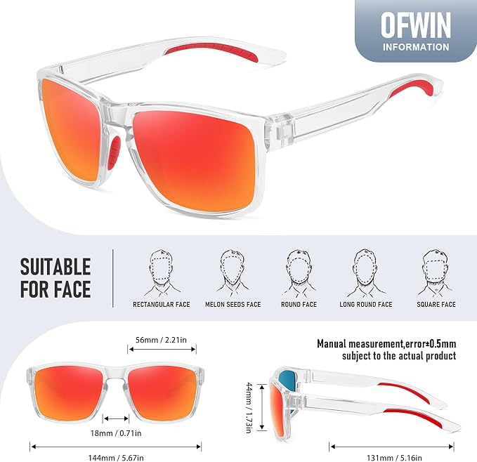 Sports Polarized Sunglasses for Men Women UV Protection Unbreakable Driving Running Fishing Hiking Sun Glasses