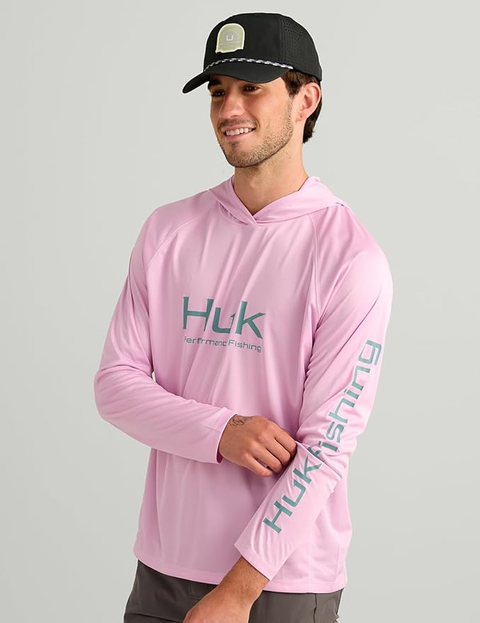 HUK Mens Pursuit Vented Long Sleeve Hoodie, Fishing Shirt with Hood