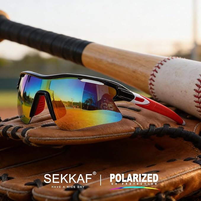 SEKKAF Polarized Sports Sunglasses for Men Women and Youth, UV400 Protection Ideal for Cycling Baseball Fishing Golf Running