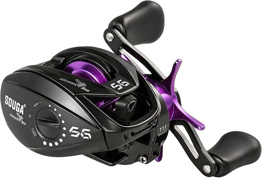 SOUGA Baitcasting Reel, Ultra-Light 184g & Smooth 6+1BB Baitcaster Fishing Reel, Smart Magnetic Anti-Backlash System, 7.1:1 Gear Ratio, Drag Easy Casting for Tournament & Beginner Anglers