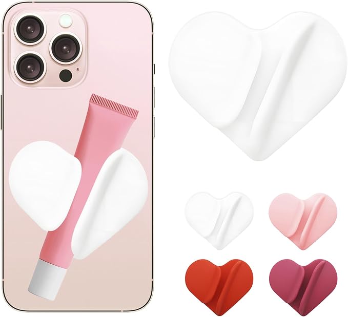 Lip Gloss Holder Phone Case,2026 New Model, Heart Shaped Gloss Bracket,Protective Lip Gloss Case with Adhesive Holder for Most Phone Models (White)