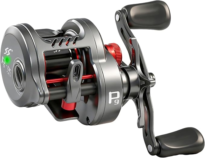 Sougayilang Round Baitcasting Reel, Digital Control Braking with Real-Time Acoustic Feedback, 7.2:1 Gear Ratio DC Reel for Bass, Catfish and Salmon, Ideal Fishing Reels for Beginners