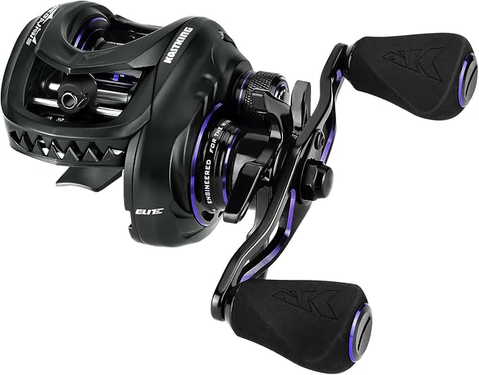 KastKing MegaJaws Elite Baitcasting Fishing Reel, New AutoMag Dual Braking System, Only 6.7oz, 17.64 LBs Carbon Fiber Drag, 11+1 Shielded BB, High Speed 5.4:1 to 9.1:1 Gear Ratios