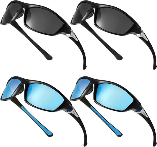 TOODOO 4 Pairs Men Polarized Sunglasses with UV Protection Driving Glasses Sports for Sport Outdoor Activities