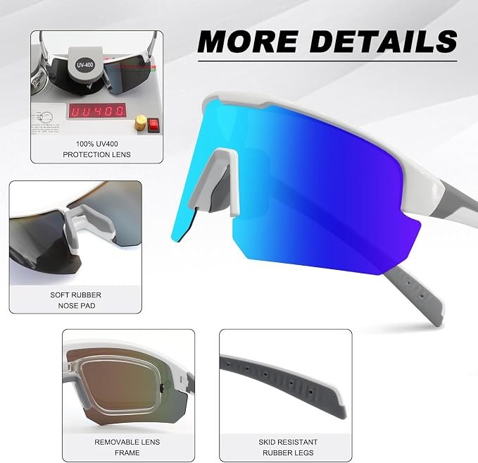 BangLong Lightweight Polarized Sports Sunglasses for Men Women, UV400 Protection Wrap-Around Sunglasses for Running Cycling
