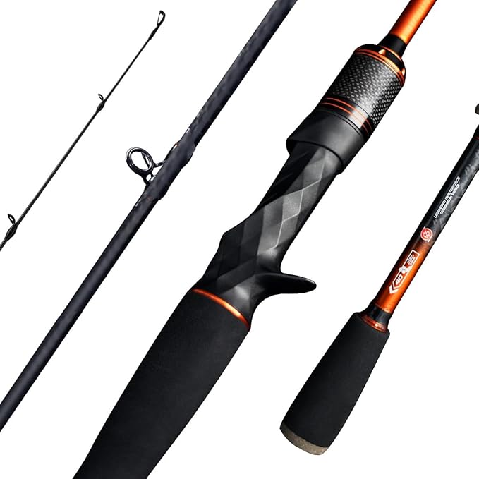 SEASIR CastX Medium Heavy Fishing Rod, Medium Light Spinning Casting Rod, 2 Piece Baitcasting Rod, Saltwater Freshwater Baitcaster Rod, Fast Action, 40T Carbon Fiber, EVA & Cork Grip, Zirconia Ring