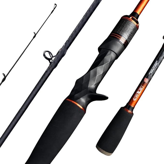 SEASIR CastX Medium Heavy Fishing Rod, Medium Light Spinning Casting Rod, 2 Piece Baitcasting Rod, Saltwater Freshwater Baitcaster Rod, Fast Action, 40T Carbon Fiber, EVA & Cork Grip, Zirconia Ring