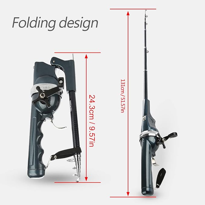 Fishing Rod, Fishing Pole Fishing Rod and Reel Combo Telescopic Fishing Rod Collapsible Rod Stainless Steel Pocket Size Tackle Portable for Beginner Adults Travel Camping Saltwater Freshwater