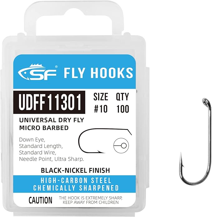 SF Fly Tying Hooks Ultra Sharp High Carbon Steel for Nymphs Wet Traditional Dry Streamers Eggs Jig Poppers Emergers Terrestrial Flies with Mini Box 100Pcs