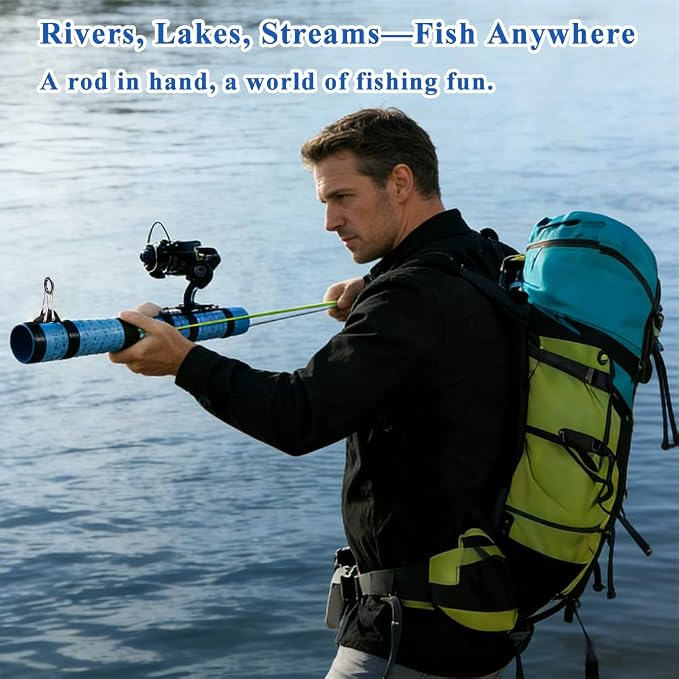 SUFFUSE Fishing Rod, Portable Catapult Lure Fishing Tools, Saltwater and Freshwater Great Gear for Traveling