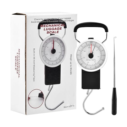Fishing Hanging Scale, 80lb/35kg Fish Weight Analog Spring Hook Crane Scale Kit with 1M Tape Measure, Ergonomic Handle Fishing Gifts Gear for Men