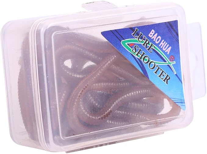 Joyzan Fishing Bait, Soft Lure Trout Worm Fake PVC Earthworm Bass Artificial Lures Kit Faux Trick Toy Drop Shot Bloodworm Grub Stickbaits Realistic Tackle Lifelike Shaped Stretchy Fresh Water 18PCS