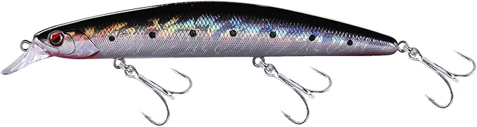 LITTMA California Surf Fishing Lures Saltwater Jerkbait Crankbait Surf Minnow 110/125 - Metallic Sardine Super Glow & Pearl Pink Belly Glow Lures for Halibut & Striper Fishing
