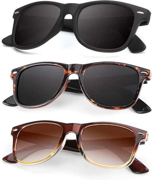 KALIYADI Polarized Sunglasses for Men and Women Matte Finish Sun glasses Color Mirror Lens UV Blocking (3 Pack)