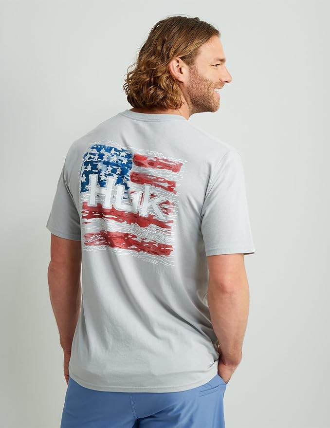 HUK Mens Performance Fishing Logo Tee, Short Sleeve T-Shirt for Men