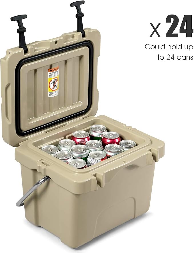 DORTALA 16 Quart Cooler, Heavy Duty Ice Chest with Handle, Drain Plug & 2 Cup Holders, 3-5 Day Ice Retention, Portable Ice Cooler Ideal for Camping, Travel, Fishing &Activities