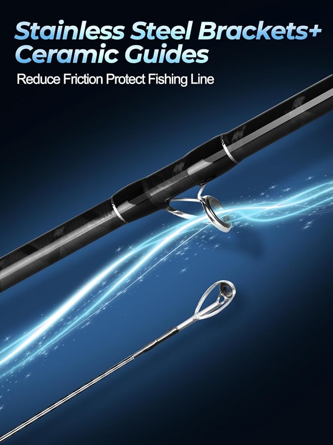 Jenseits Carbon Fiber Fishing Rod Series (6-12 Ft), Spinning & Casting Rods with Stainless Steel Ceramic Guides, Fast Action Fishing Pole for Bass, Trout, Walleye & Surf Fishing