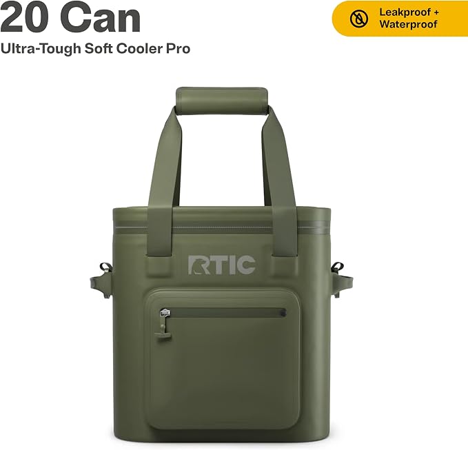 RTIC Ultra-Tough Soft Cooler Pro, Insulated, Waterproof, Leak Proof, Portable Floating Bag for Beverage, Drink, Lunch, Outdoor, Beach, Car, Camping, Picnic, Fishing, Boat