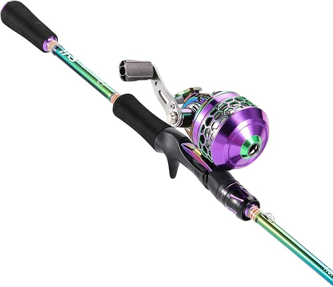 Sougayilang Fishing Reel Rod Combo, Two Pieces Colorful Poratble Light Weight Casting Rod with Spincast Fishing Reel for Freshwater
