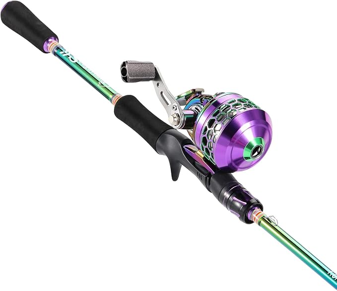 Sougayilang Fishing Reel Rod Combo, Two Pieces Colorful Poratble Light Weight Casting Rod with Spincast Fishing Reel for Freshwater