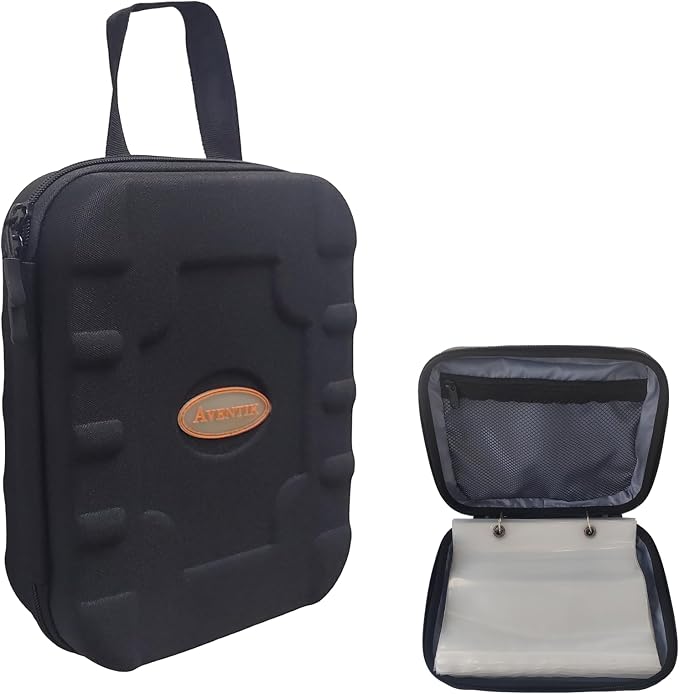 Aventik Fishing Tackle Binder Hard EVA Shell Cover Fishing Bait Organized Storage Saltwater Resistant Fishing Tackle Storage Bag(black)
