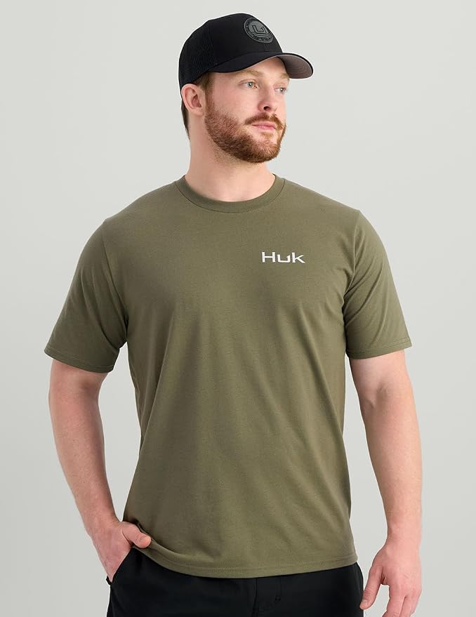 HUK Mens Performance Fishing Logo Tee, Short Sleeve T-Shirt for Men