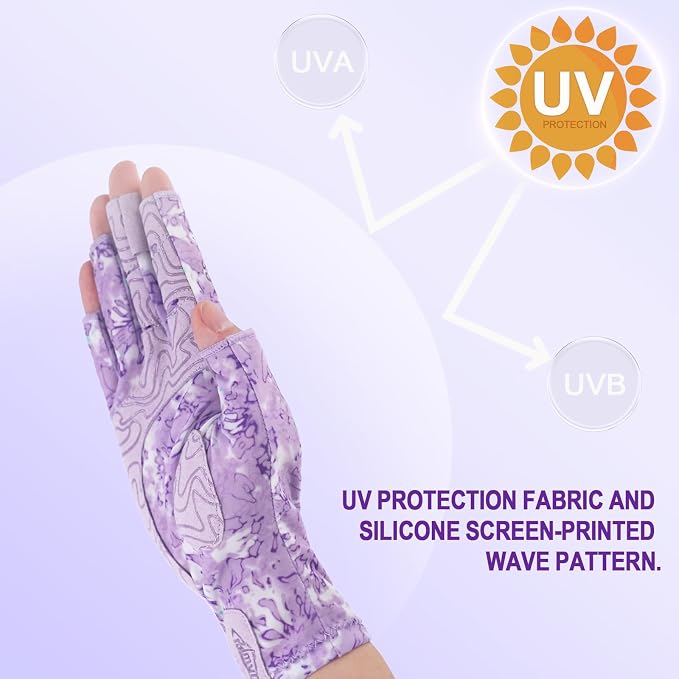 Palmyth UV Protection Fishing Fingerless Gloves UPF50+ Sun Gloves Men Women for Kayaking, Hiking, Paddling, Driving, Canoeing, Rowing